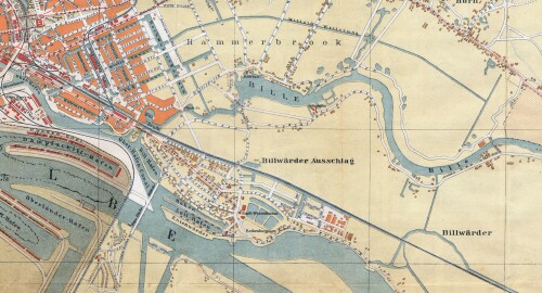 Karte geografische Hamburg Billwerder Rothenburgsort Tiefstack 1889 hamburg hafen