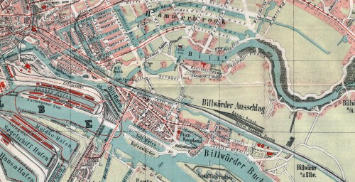 Karte geografische Hamburg Billwerder Rothenburgsort Tiefstack 1895 hamburg hafen