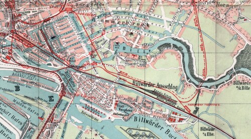 Karte geografische Hamburg Billwerder Rothenburgsort Tiefstack 1900 hamburg hafen Kopie