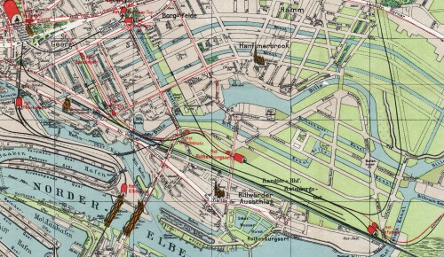 Karte geografische Hamburg Billwerder Rothenburgsort Tiefstack 1926 hamburg hafen