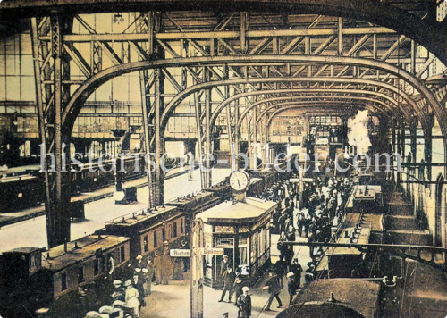 1915 Halle Hamburger Hauptbahnhof Züge auf den Gleisen nach Blankenese und Büchen