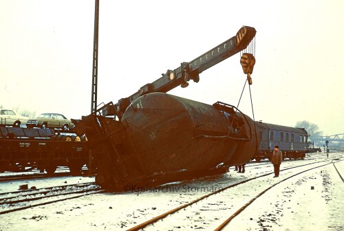 Dampfkran schwerer Schwerlastkran Kesselwagen umgestürzt DB Deutsche Bundesbahn 1970 Billwerder Moor