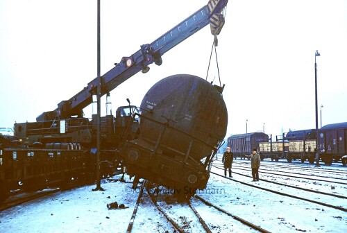 Dampfkran schwerer Schwerlastkran Kesselwagen umgestürzt DB Deutsche Bundesbahn 1970 Billwerder Moor
