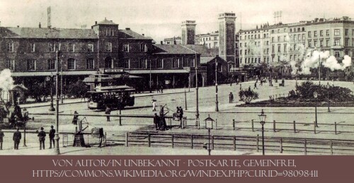 Berliner Bahnhof Hamburg Zug fährt vorbei auf der Verbindungsbahn 1904 a (1)