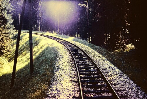 Zwischen Bärenloh Dossingen Strecke Eisenbahn Zug Neresheim Aalen Härtsfeldbahn 1966