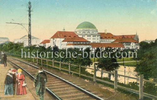 1904 Dammtorbahnhof Hamburg Postkarte Darstellung Zeichnung (3)