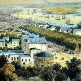 altona_bahnhof_1850_Kupferstich_Mit_Blick_auf_Hafen_Segelschiffe_Pamaille