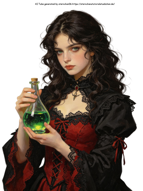 Hexe mit Giftflasche
