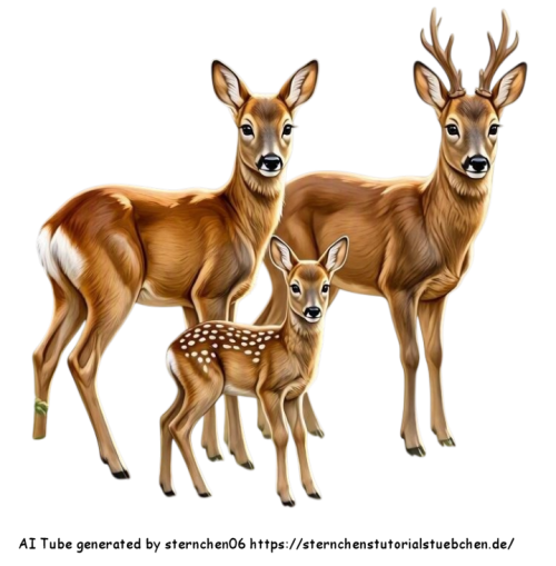 airbrush style einer kleinen Rehfamilie (1)