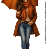 eine-Frau-in-Herbstkleidung-mit-geoffnete-Regenschirm-in-Herbstkleidung-mit-warmem-Orange-Jeans-full-body-airbrush-style