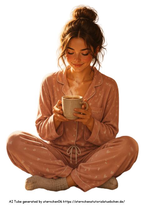frau schneidersitz kaffee 1